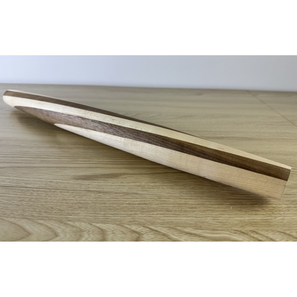 20 in French Rolling Pin Maple Walnut Wood Inlay Tapered Baking Pastry Too